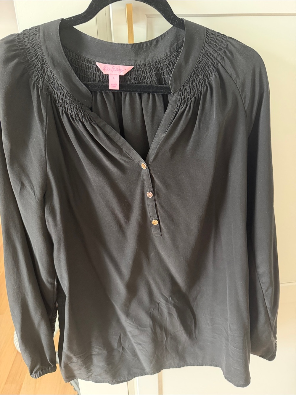 Lilly Pulitzer Black Elsa Silk Top